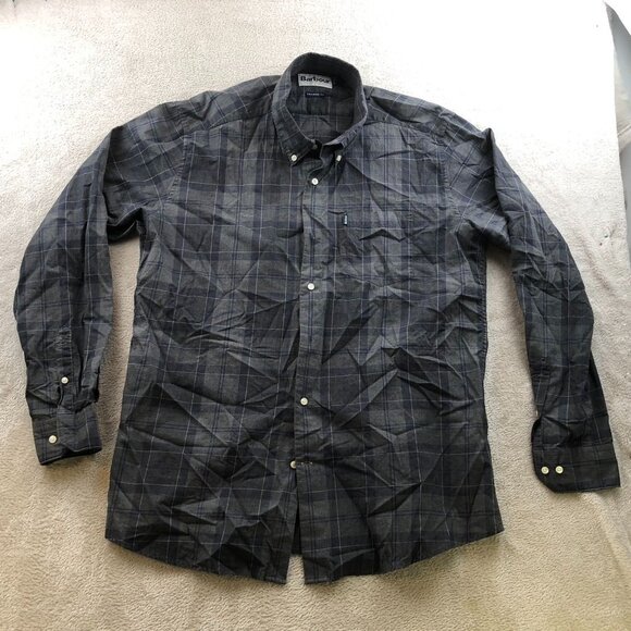 Barbour Mens Wilfred Shirt Large Checkered Tailored Fit Button-Down Long Sleeve - Picture 13 of 14